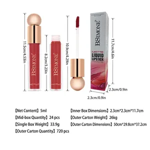 Waterproof matte liquid lipstick in dusty rose with golden cap and gift box packaging