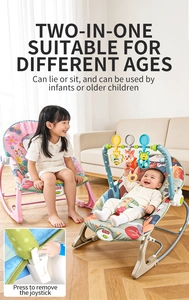 Dual-use baby rocker and seat featuring adjustable angles and colorful plant patterns