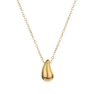 Minimalist 18K gold teardrop pendant necklace for women with polished finish