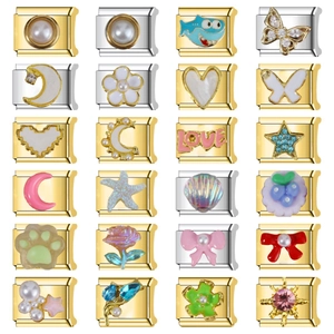 Detachable Italian Charm Links Modular DIY Stainless Steel Bracelet Jewelry Heart Star Butterfly Pattern For Women Men