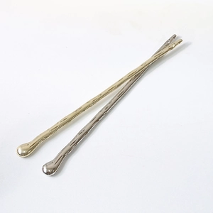 Minimalist vintage metal hair stick set in gold and silver with irregular bionic texture