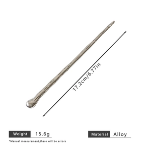 Lava-style silver alloy hair stick for women, length 17.2cm with fluid metal texture