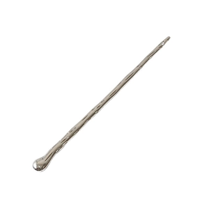 Minimalist silver liquid metal style hair stick with irregular flowing texture