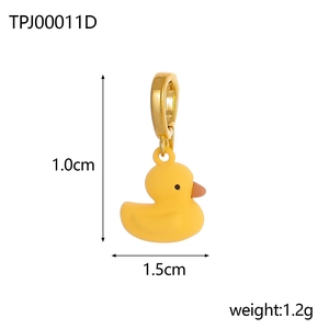 Cute yellow cartoon duck pendant necklace with size details 1.5cm wide and 1.0cm high