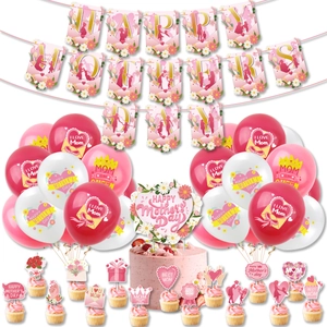 Mother's Day Decoration Latex Balloons Cardboard Banner Cake Toppers Best Mom Ever Party Supplies Pink Floral Theme