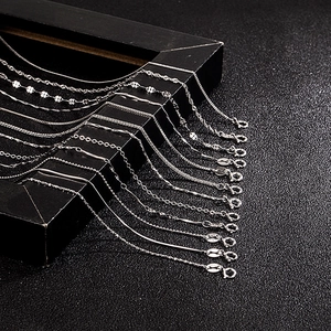 Collection of various S925 sterling silver chain styles including box and snake links