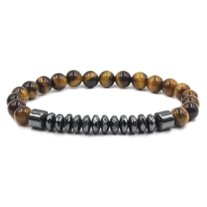 8mm Tiger Eye and Hematite beaded elastic bracelet for yoga and meditation jewelry