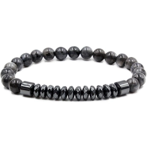 8mm Hematite Lava and Matte Agate Beaded Bracelet with Tiger Eye Stone for Yoga