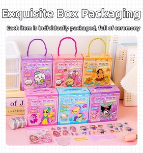 DIY stationery gift box set with stickers and colorful handles for children's art projects
