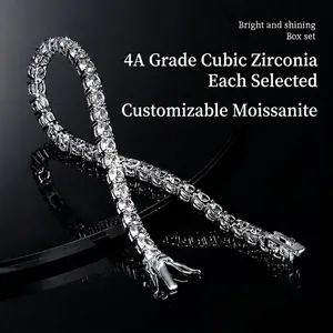 Silver 18K gold-plated tennis bracelet with 4A cubic zirconia in a single row design