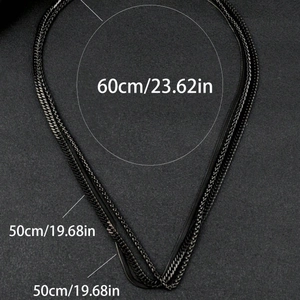 3mm black stainless steel Franco chain necklaces in 50cm and 60cm lengths for men