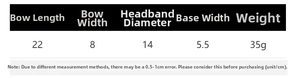 Size chart showing headband dimensions: 14cm diameter, 5.5cm width, bow size 22x8cm