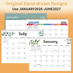 Wall Calendar Monthly Planner Paper 2026 2027 Years Schedule Organizer With Spiral Binding And Hanging Hook For Office Home Planning