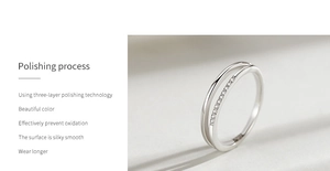 Detailed macro view of S925 silver double-layer ring with polished finish and micro-inlay