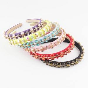 Baroque Rhinestone Fabric Headband Vintage Luxury Crystal Bezel Hair Hoop For Women Fashion Accessory