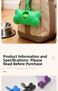 Bone-shaped pet waste bag dispenser with hook shown hanging on a light canvas bag