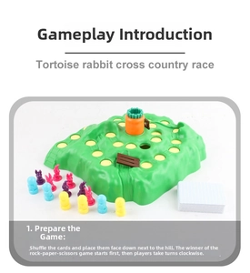 Detail of the Rabbit Trap board game set showing the mountain base and colorful pieces