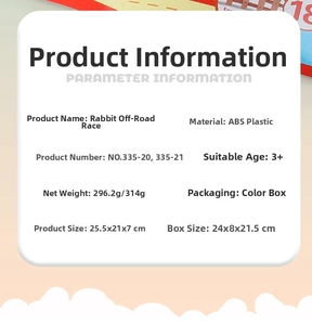 Detailed product specifications and dimensions for Funny Bunny board game in a color box