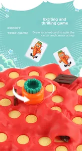 Detail view of the Rabbit Trap board game showing the rotating carrot and action cards