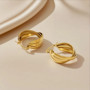 Titanium Steel Hoop Earrings Multi Layer Geometric U Shaped C Shaped Minimalist Non Fading Jewelry For Women