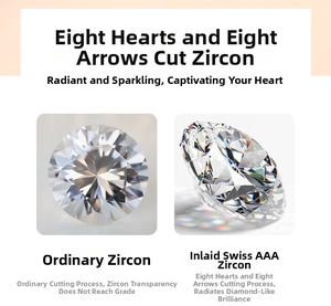 Comparaison macro entre zircon Suisse AAA et zircon ordinaire avec une coupe à huit cœurs