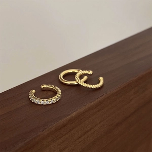 Vintage Ear Cuffs Copper Zircon Fashion Non Pierced Jewelry For Women Polished Twisted Row Zircon Design