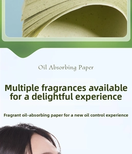 Macro view of green fragrance oil absorbing paper with natural plant fiber textures