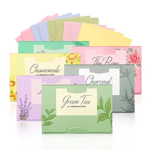 Portable facial oil blotting papers set with 100 sheets in various floral fragrances