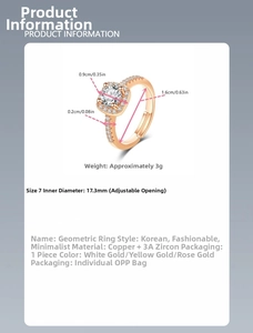 Macro shot showing dimensions of adjustable square zircon ring in rose gold finish