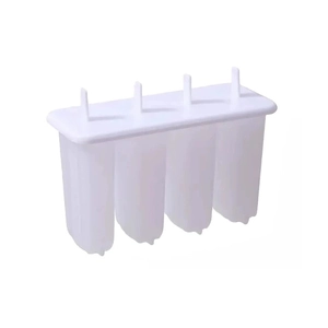 4-cell homemade popsicle mold with white food-grade plastic lids and handles
