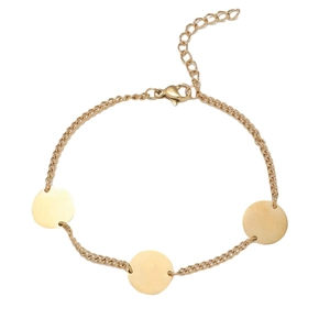Minimalist gold plated stainless steel chain bracelet with circular pendants