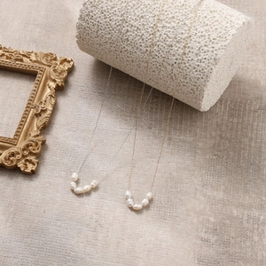 Elegant gold and silver plated stainless steel necklaces with natural freshwater pearls