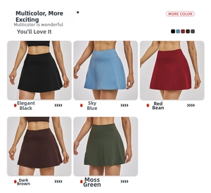 High-waist athletic skirts in five colors for tennis and running featuring quick-dry fabric