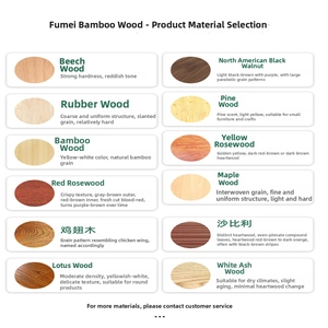 Detailed chart showing grain and texture of twelve premium natural wood and bamboo materials