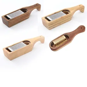 Stainless Steel Manual Cheese Grater With Wood Storage Box Handheld Food Zester For Kitchen Ginger Garlic
