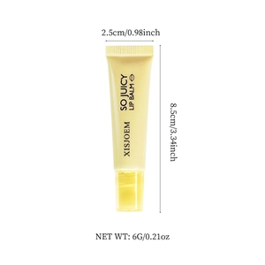 Hydrating mirror lip gloss tube with size dimensions 8.5x2.5cm and 6g net weight