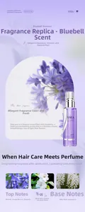 Detail von VSEA Bluebell Haaröl-Sprühflasche mit floralen Hintergrundelementen