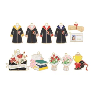 Enamel Alloy DIY Jewelry Charms Graduation Mother Day Theme Pendants For Bracelet Necklace Crafting Making