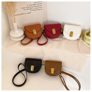 Mini saddle bags for girls in five colors with lychee pattern leather and metal locks