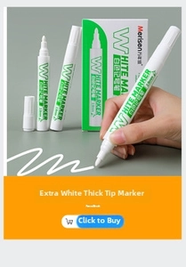 Detail of 2.0mm fiber broad tip white oil-based marker pen for professional marking