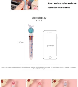 Detailed view of cartoon sequin multi-color pen with cat paw topper and 15.2cm length