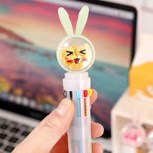Cute cartoon rabbit sequin 10-color ballpoint pen for students and office journaling