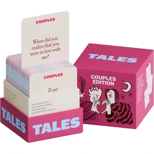 Tales Couples Edition interaction game box with 150 unique conversation cards in pink