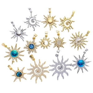 Bohemian gold and silver sun pendants set with turquoise and celestial blue stones