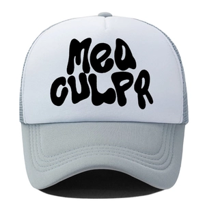 Casquette trucker Mea Culpa avec maille grise et panneau avant blanc à imprimé lettré