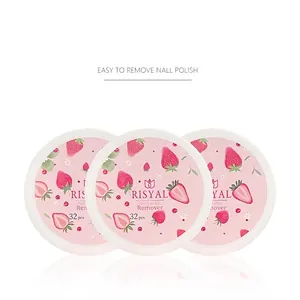Three-box set of strawberry scented disposable nail polish remover pads with 32 pcs each