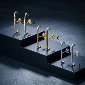 Copper Zirconia Ear Climber Stud Earrings For Women Simple Gold Silver Plated Geometric Line Crawler Ear Wrap Jewelry