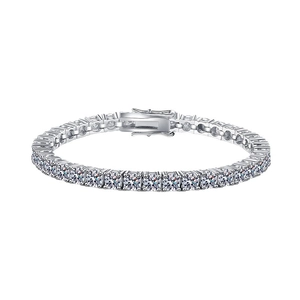 Elegant S925 sterling silver tennis bracelet featuring round brilliant moissanite stones