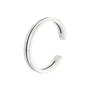 Anello aperto minimalista in argento sterling S925 vintage a doppio strato da donna