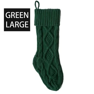 Classic Cable Knit Christmas Stocking Knitted Gift Bag Holiday Decoration For Fireplace Mantel Christmas Tree Hanging Ornament